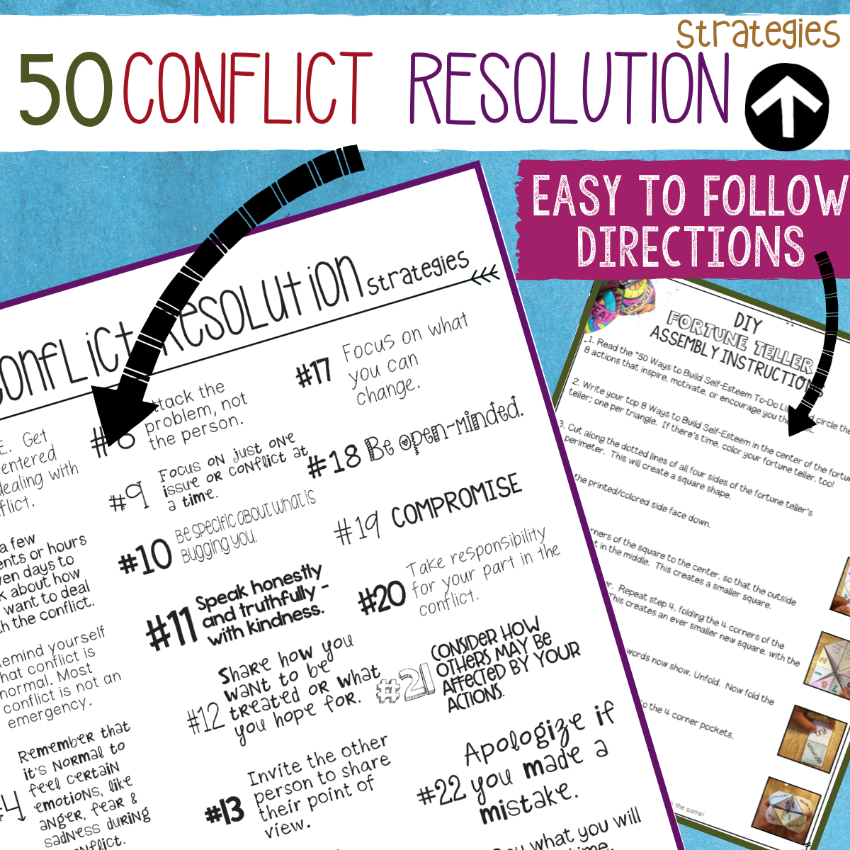 50 Conflict Resolution Strategies for Kids Printable
