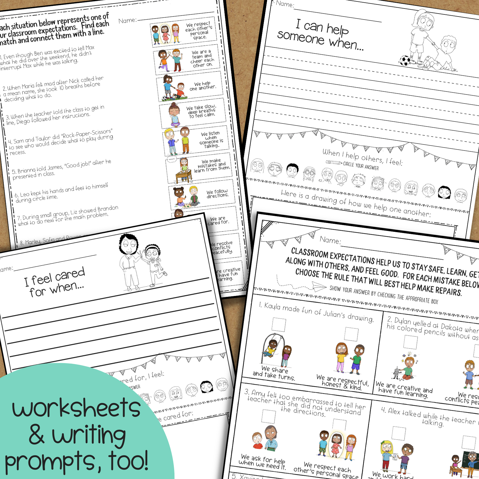 Classroom Rules and Expectations worksheets and back to school activities