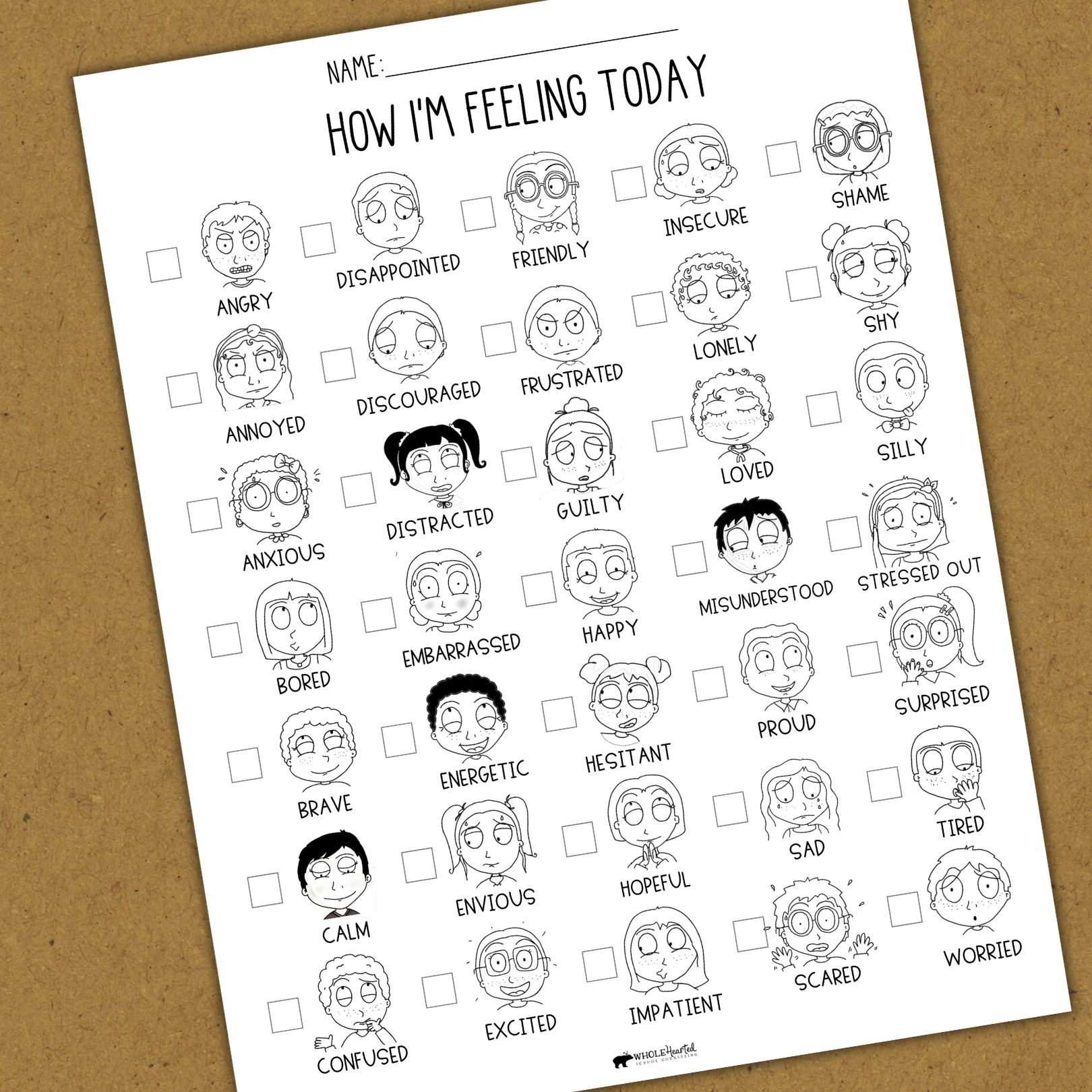 Feelings Poster and Emotion Checklist For Kids