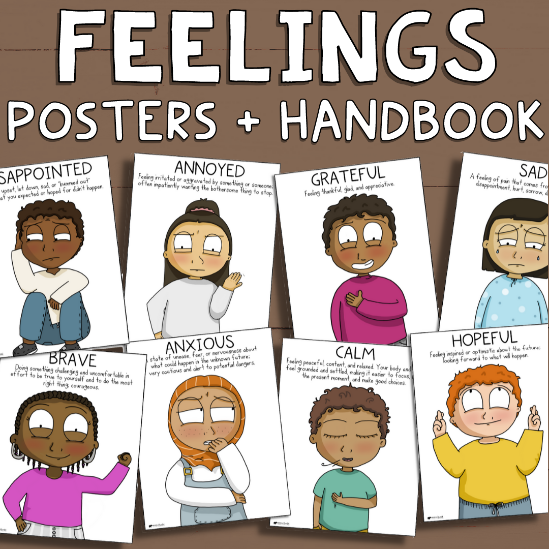 Multicultural Feelings Posters, Emotion Chart & Body Language Cues Worksheets for Kids