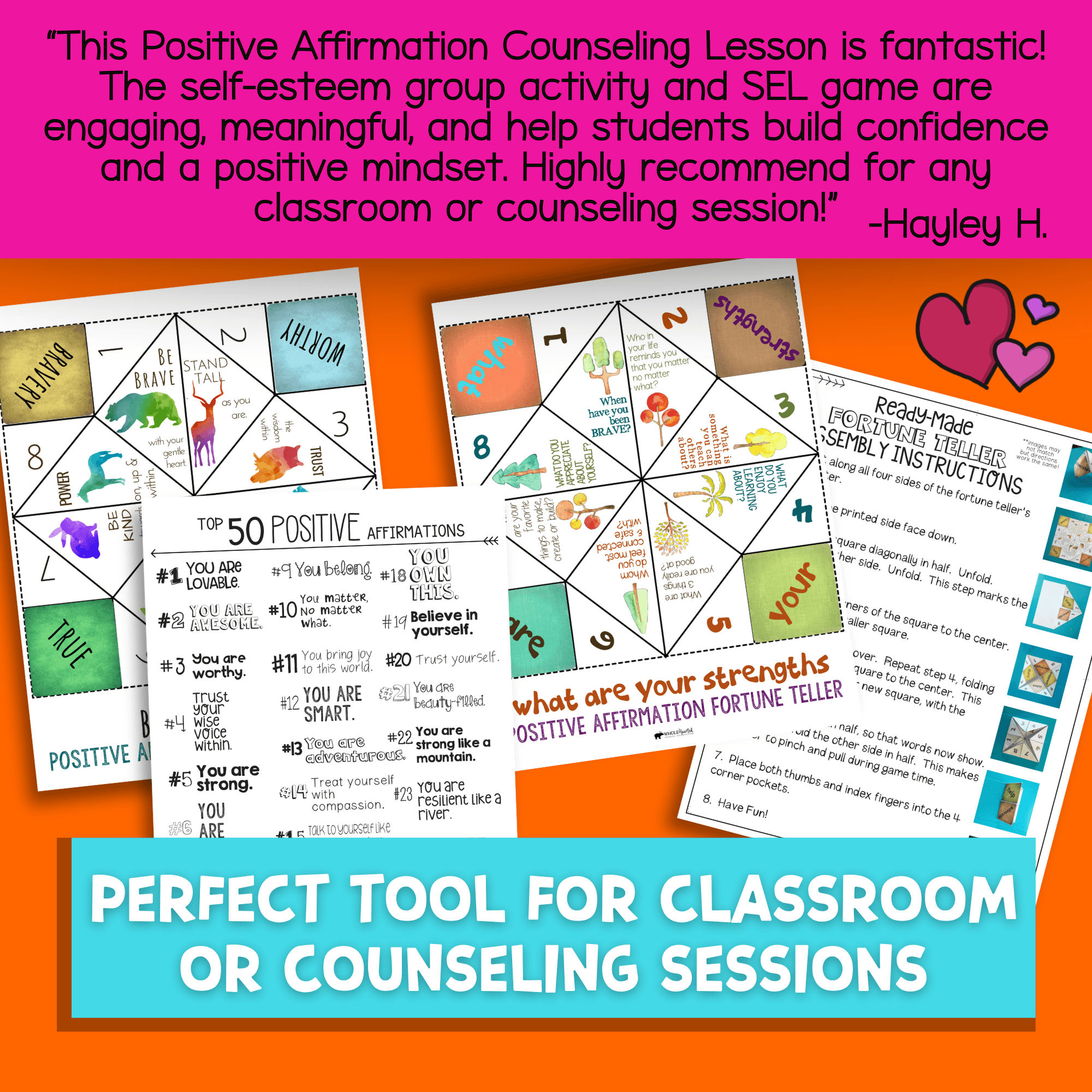 Positive affirmation SEL activity girls group
