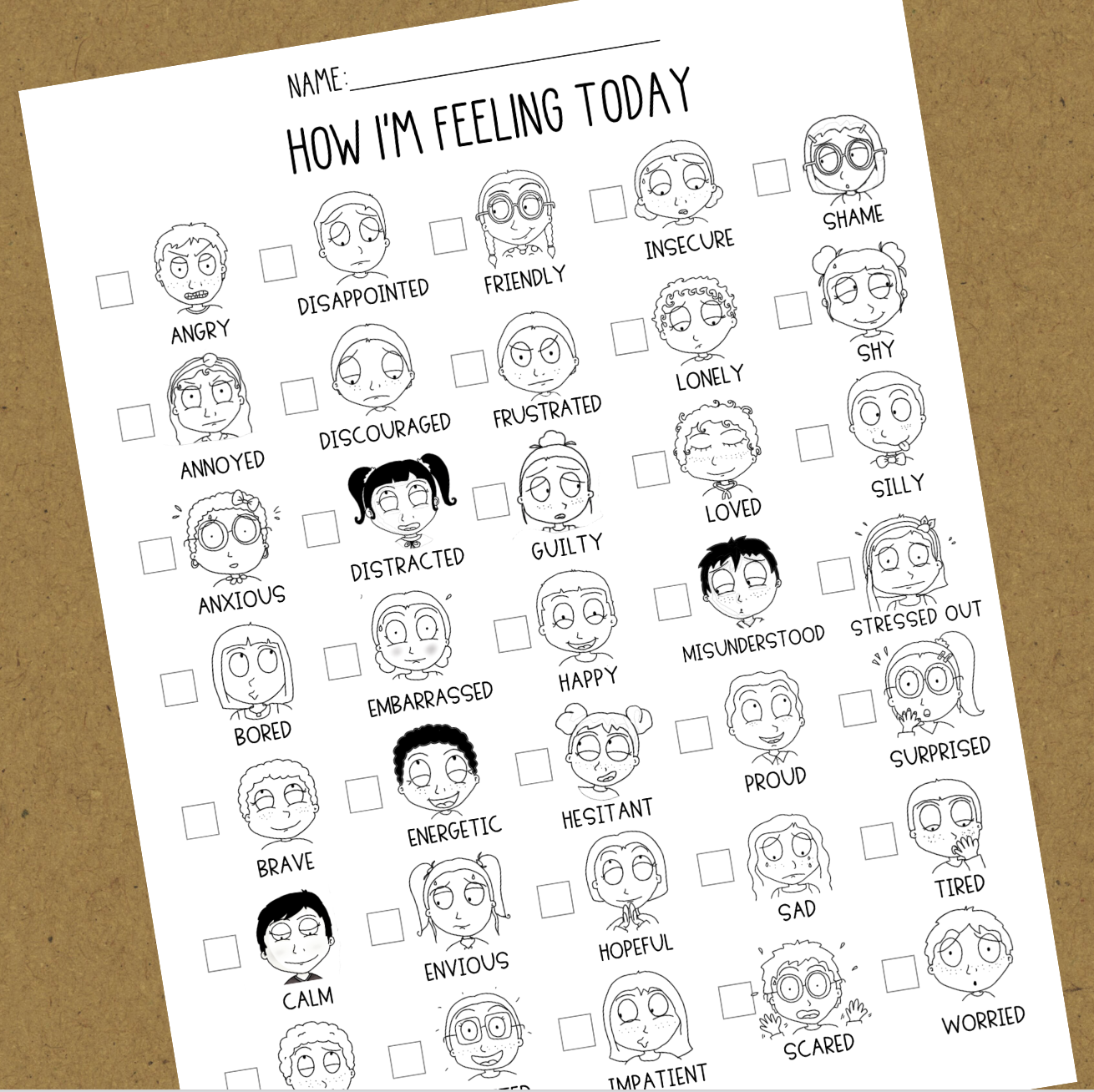 Feelings and Emotion Chart for Kids