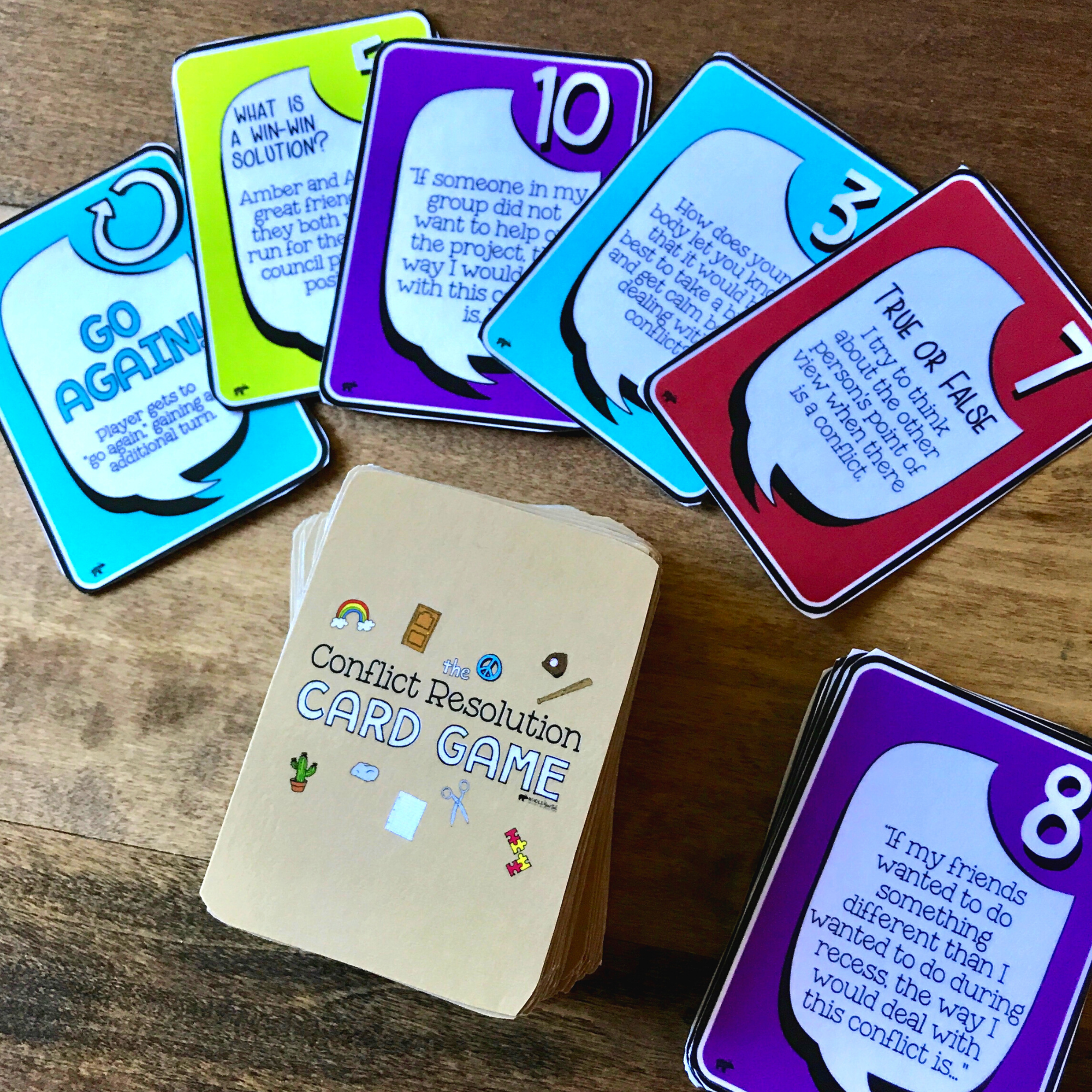 The Conflict Resolution Card Game teaches kids important social skills for dealing with conflict.