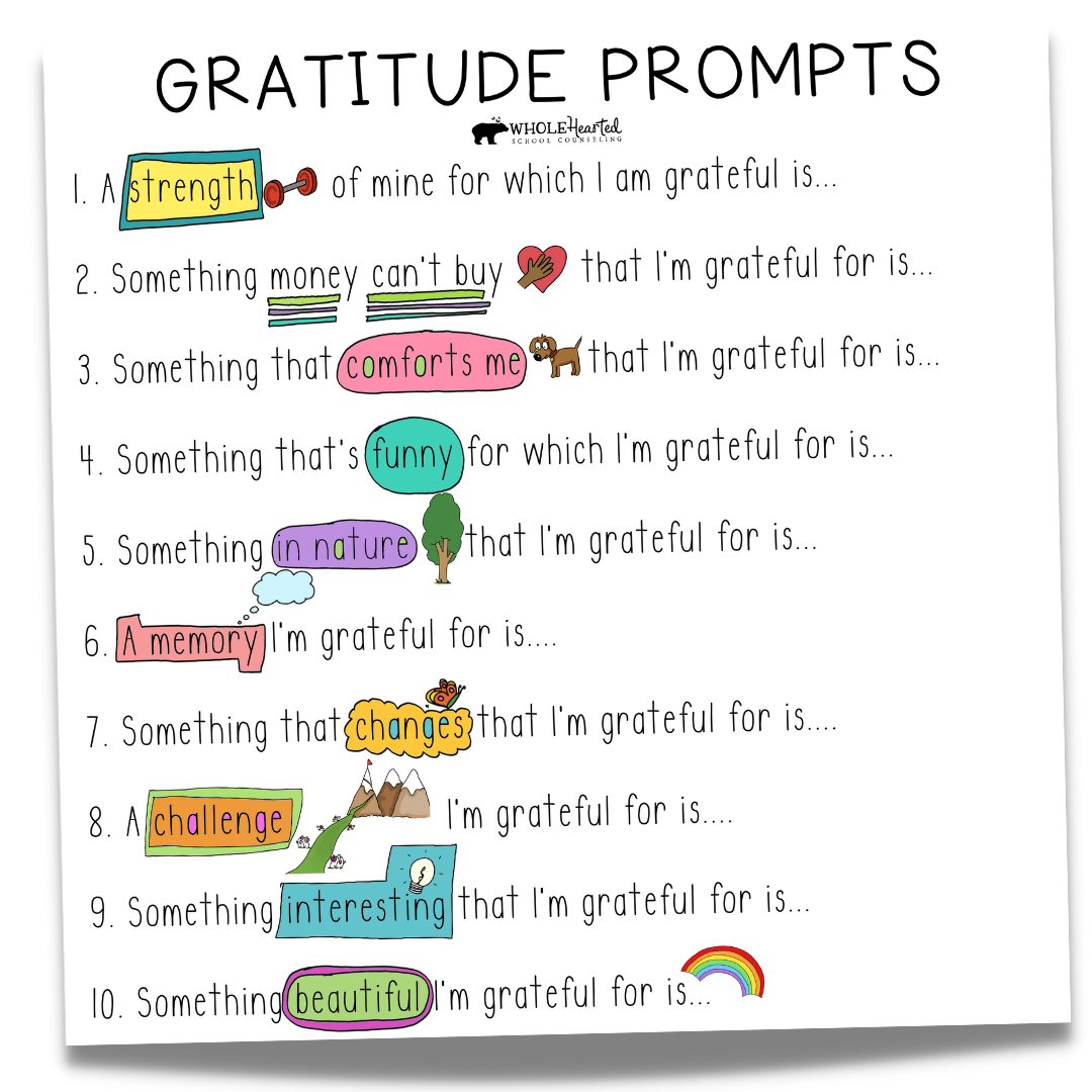 Free Gratitude List Activity for Kids