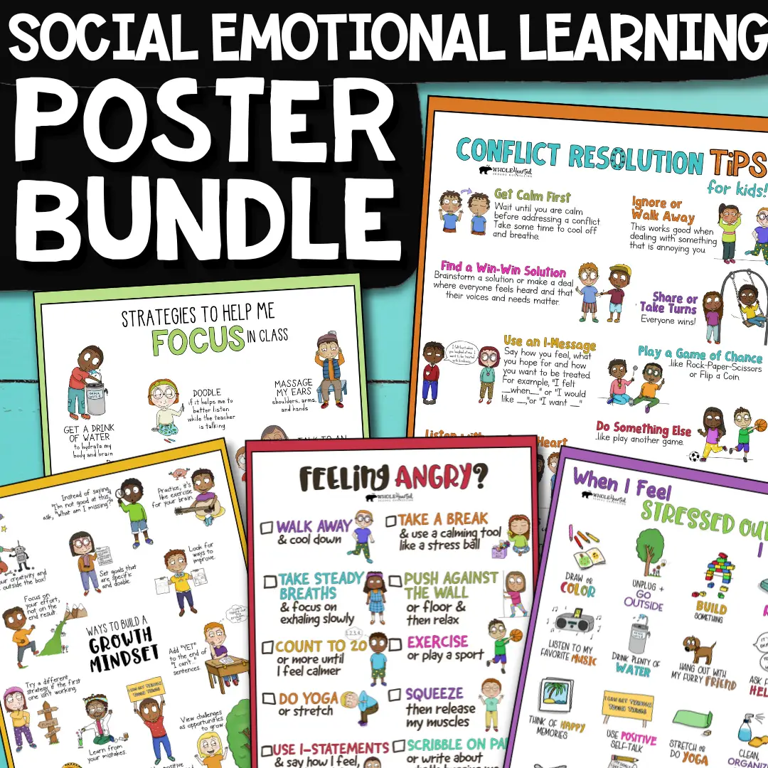 SOCIAL EMOTIONAL LEARNING POSTER BUNDLE SEL Classroom & School Counseling Decor Social Emotional Learning Posters and SEL Activities for Kids