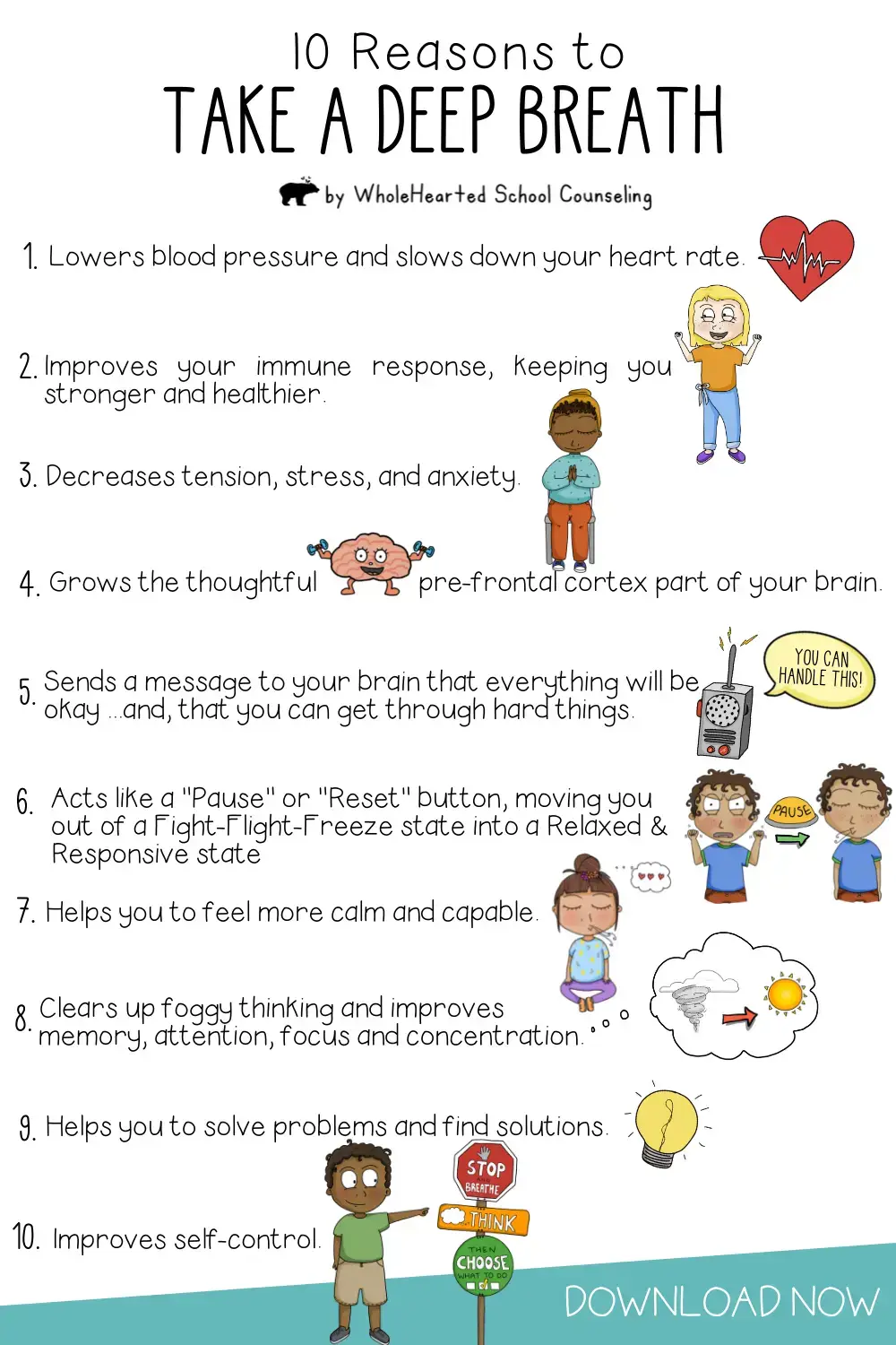 10 Reasons to Teach Kids Breathing Exercises by WholeHearted School Counseling