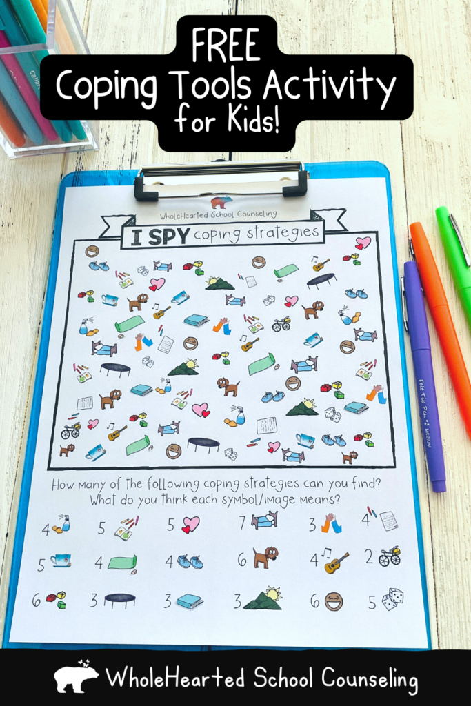 I Spy game with coping skill illustrations