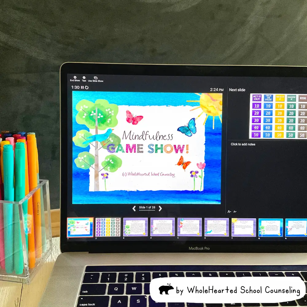 Computer with Mindfulness Game Show