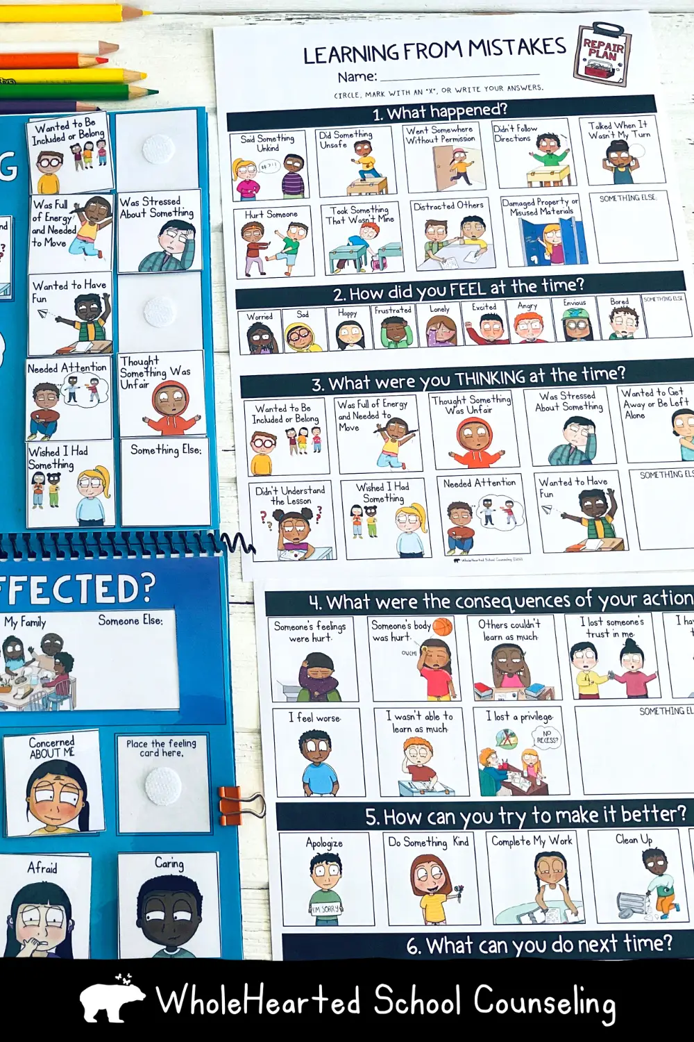Restorative behavior reflection think sheets for use in elementary school.