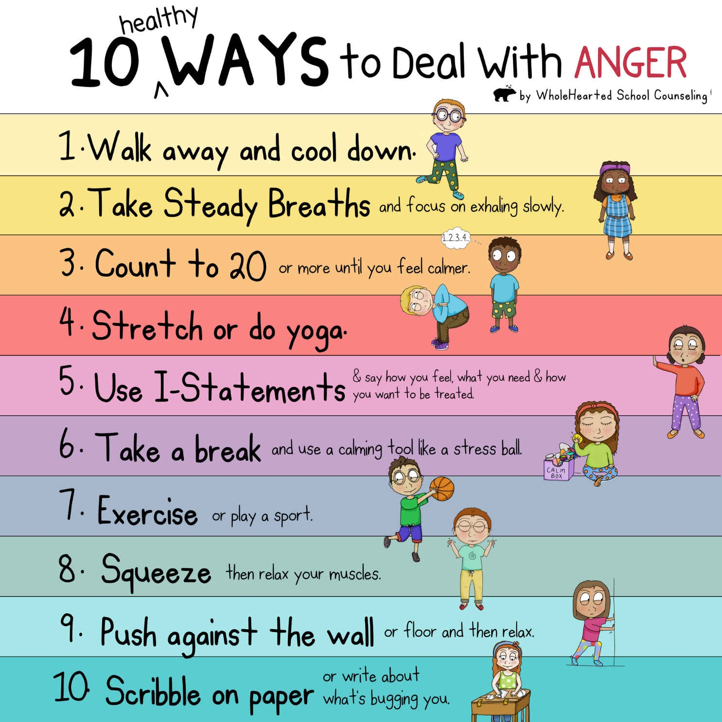 10 Healthy Ways to Deal with Anger for Kids Poster