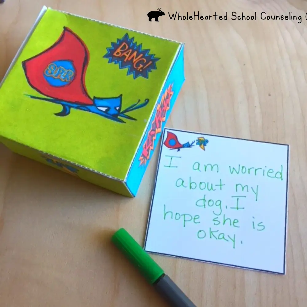 Worry boxes for kids! Makes a great anxiety management activity.