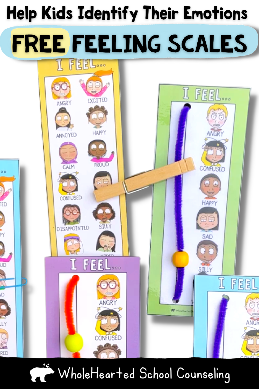 Free feelings scales for kids to identify their emotions.