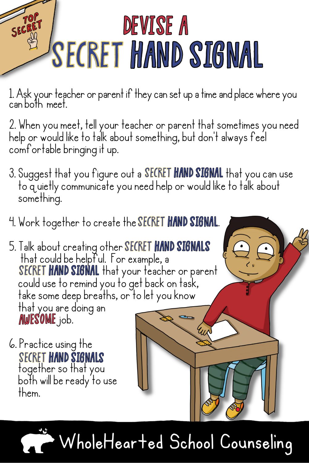 How do devise a secret hand signal instructions for kids