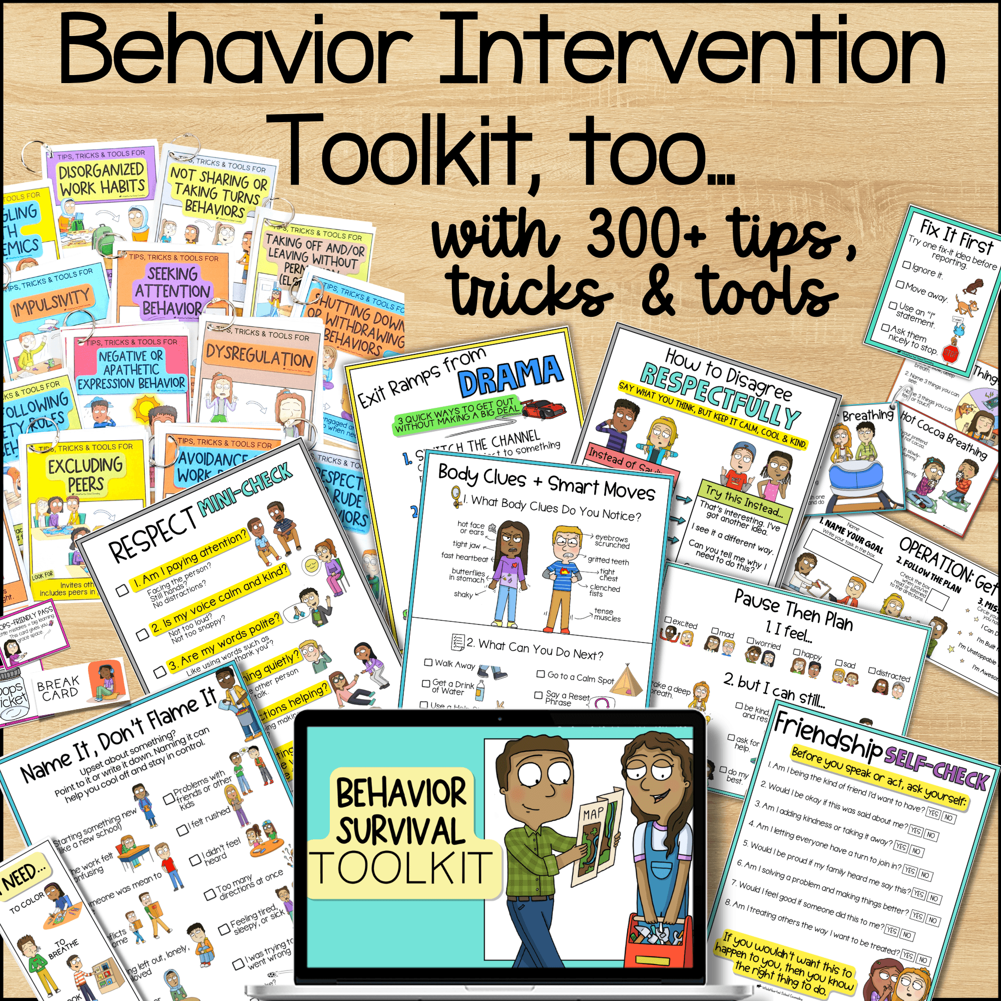 Behavior Interventions, worksheets, coping tools PBIS Elementary classroom behavior management bundle with SEL activities, visual supports, posters, and behavior lessons designed for K–3 students.