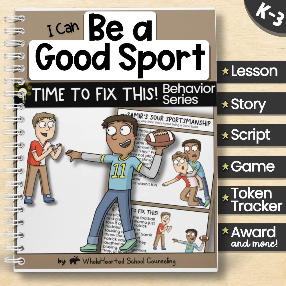 Be a Good Sport behavior lesson for K–3 with posters, worksheets, and social skills activities
