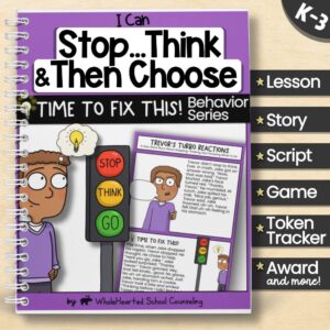 I Can Stop Think and Choose behavior resource cover with story, script, and SEL tools for K–3 students