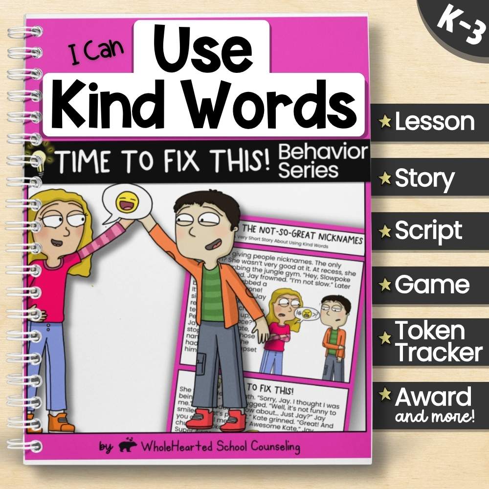 Cover of “I Can Use Kind Words” SEL behavior resource for K–3 students.