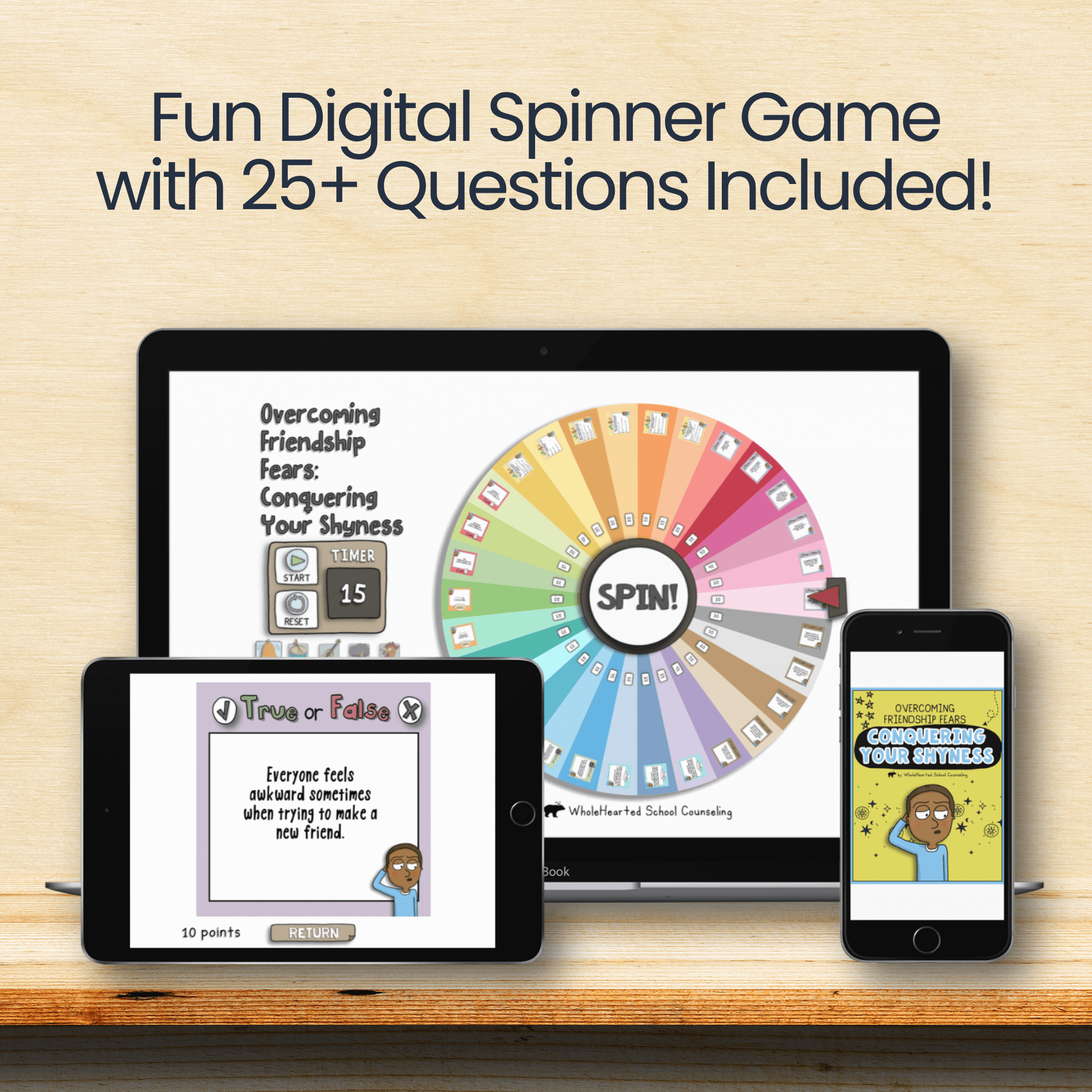 conquering-your-shyness-digital-spinner-game Digital spinner game from "Conquering Your Shyness" with 25+ questions to help kids practice overcoming shyness and building friendships.