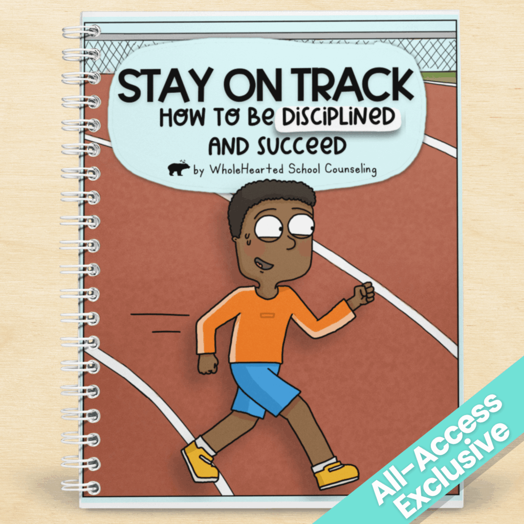 Cover of the “Stay on Track: How to Be Disciplined and Succeed” resource showing a student running on a track, emphasizing focus and perseverance.