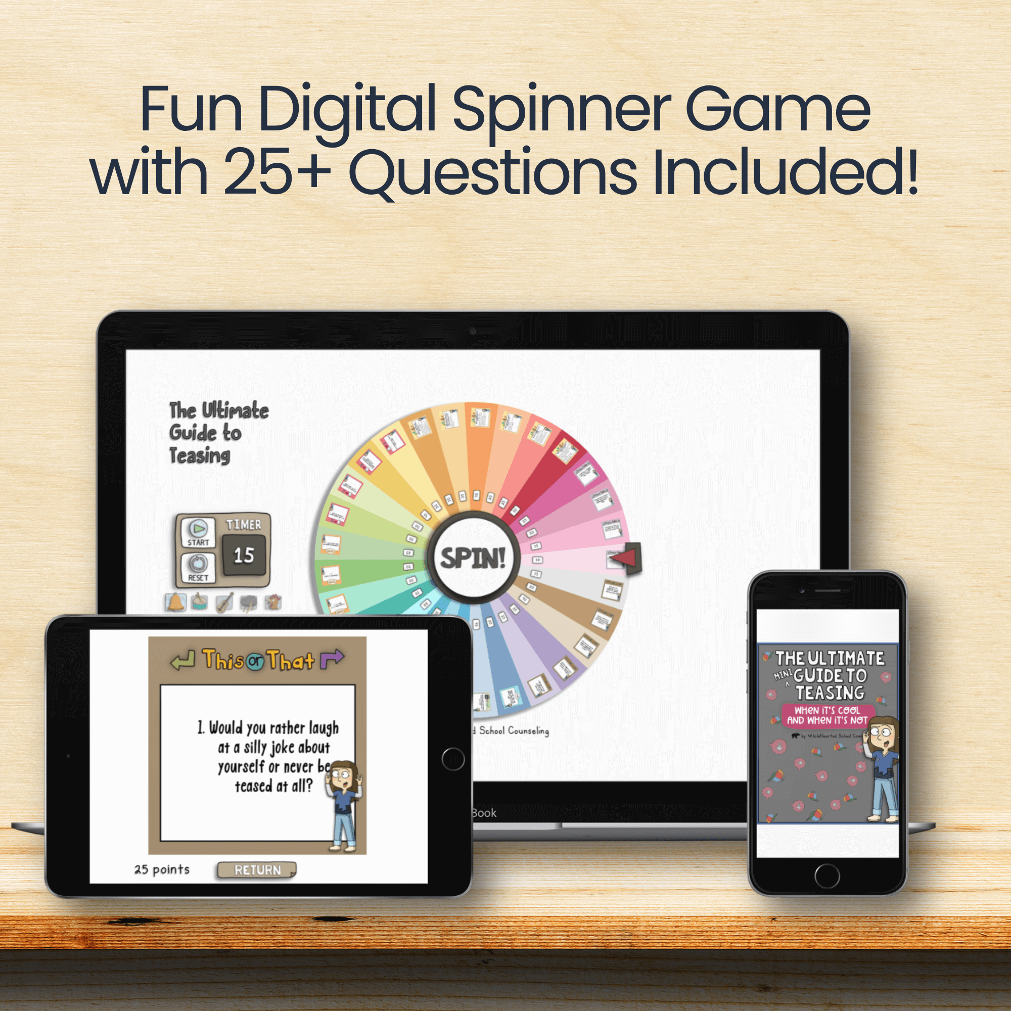your-listening-superpower-digital-spinner-game-for-kids Digital spinner game from “Your Listening Superpower” with 25+ interactive questions to teach kids listening skills and friendship habits.