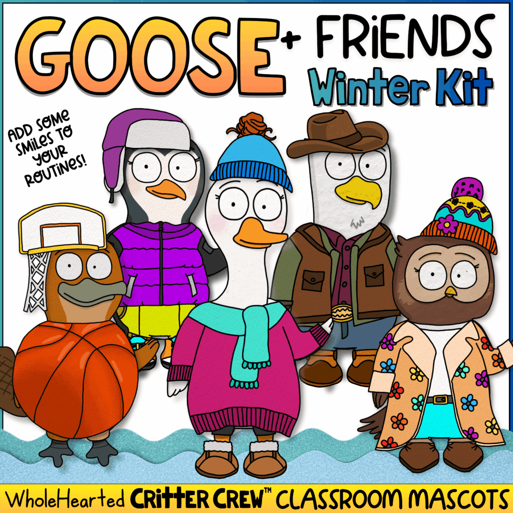 Classroom goose and mouse winter bulletin board display for classroom management