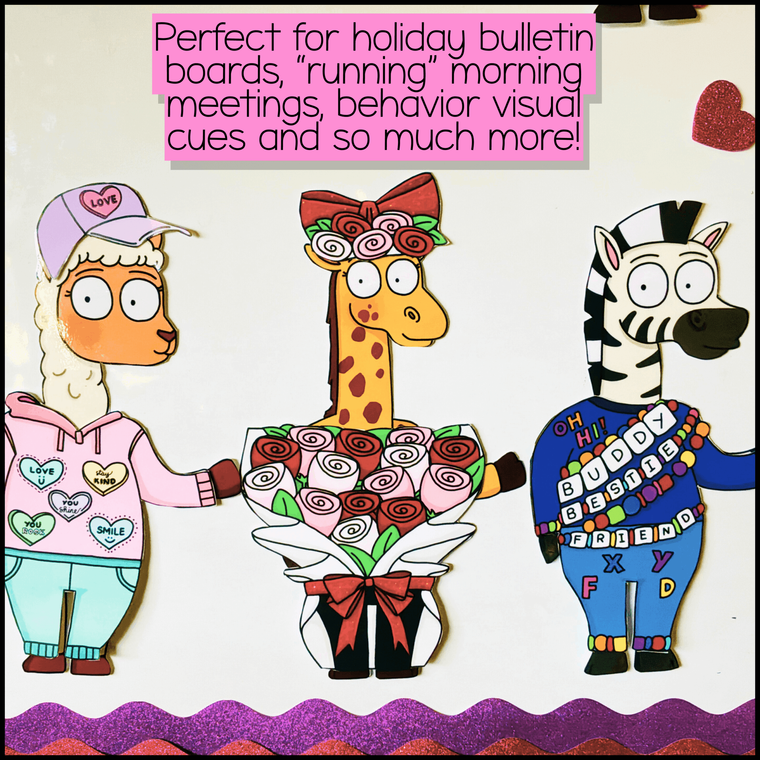 Class Mascot Behavior Management System SEL Porch Goose (6) Valentine’s Day classroom decor inspired by the porch goose trend, using classroom goose–style Deer & Friends mascots