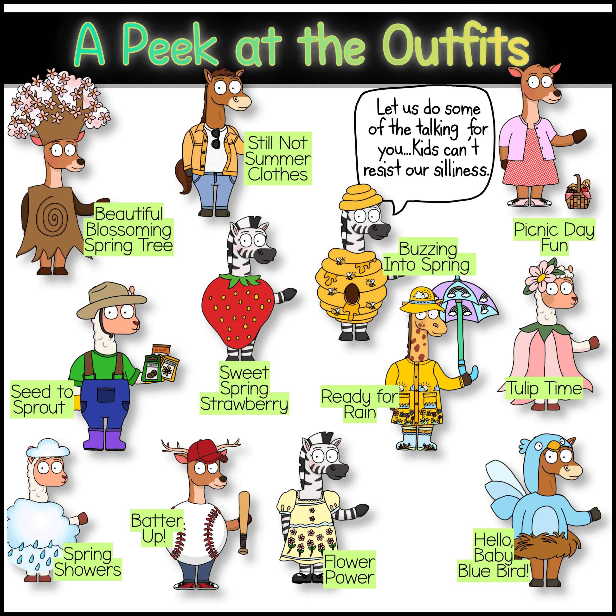 Class goose mascot morning meetings Porch goose–style Deer classroom mascots with mix-and-match outfits for daily routines and SEL.