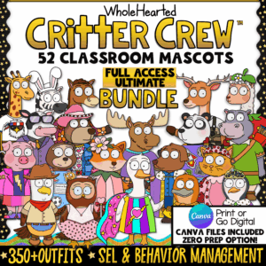 WholeHearted Critter Crew Full Access Ultimate Bundle | 52 Classroom Mascots like a Silly Goose, Moose + More