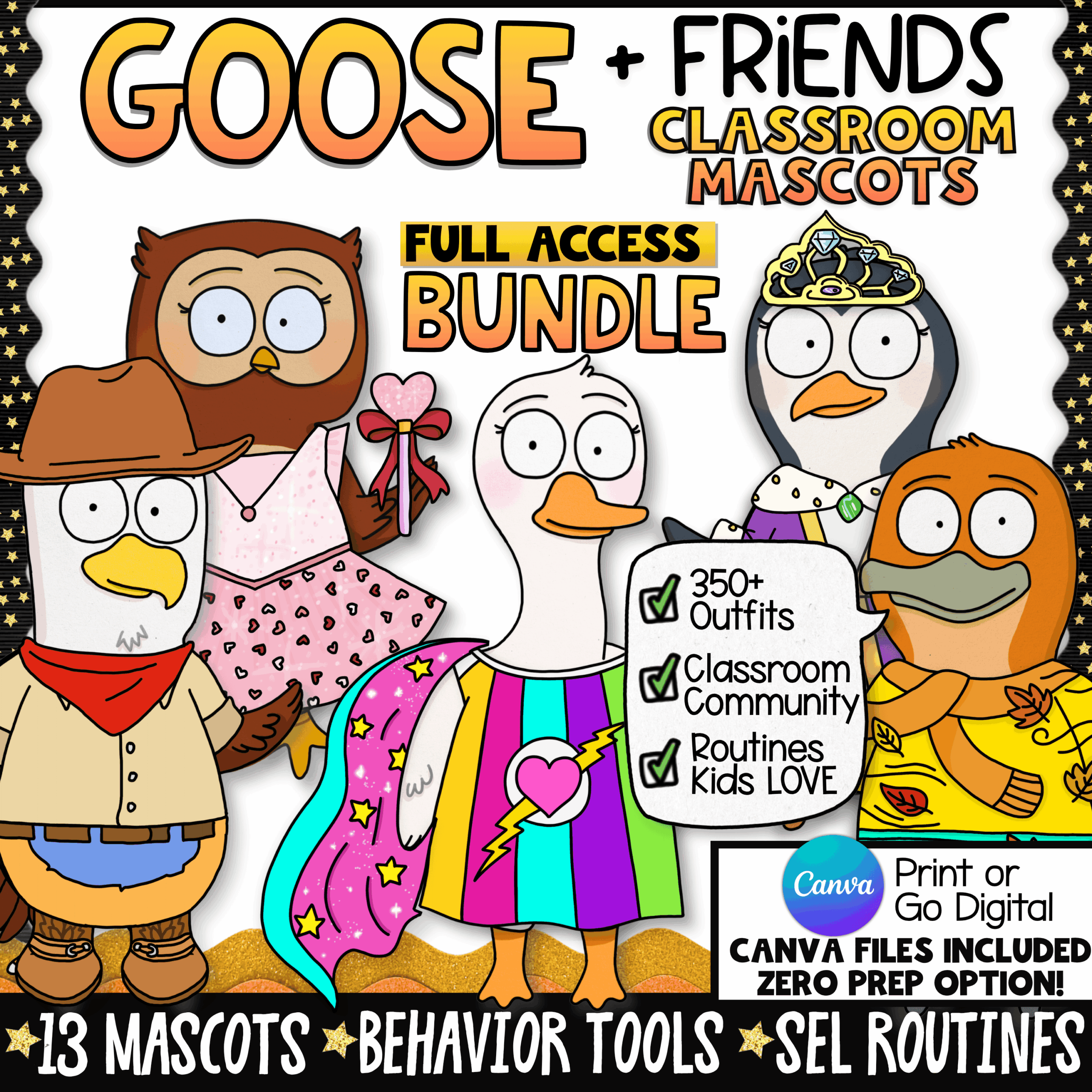 Classroom Goose Critter Crew Moose Growing Bundle SEL Behavior Management Bulletin Board