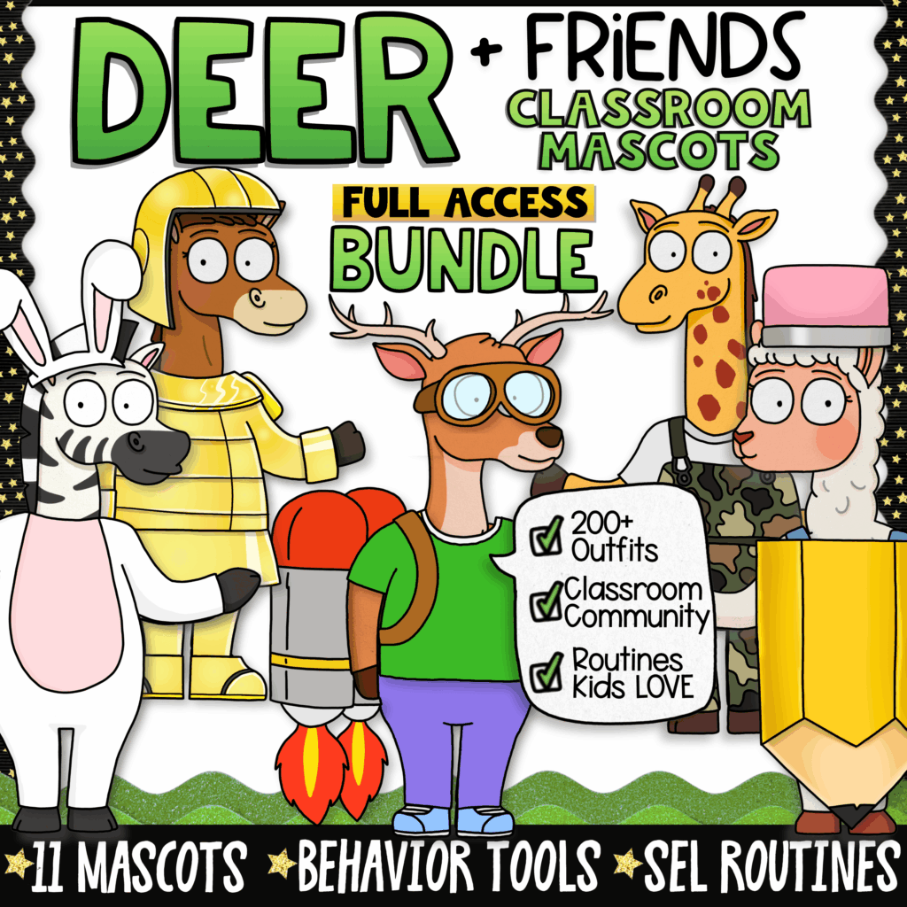 Deer, Horse, Zebra, Giraffe, Alpaca Classroom Mascots Porch Goose for the Classroom