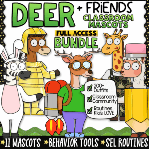 Deer, Horse, Zebra, Giraffe, Alpaca Classroom Mascots Porch Goose for the Classroom