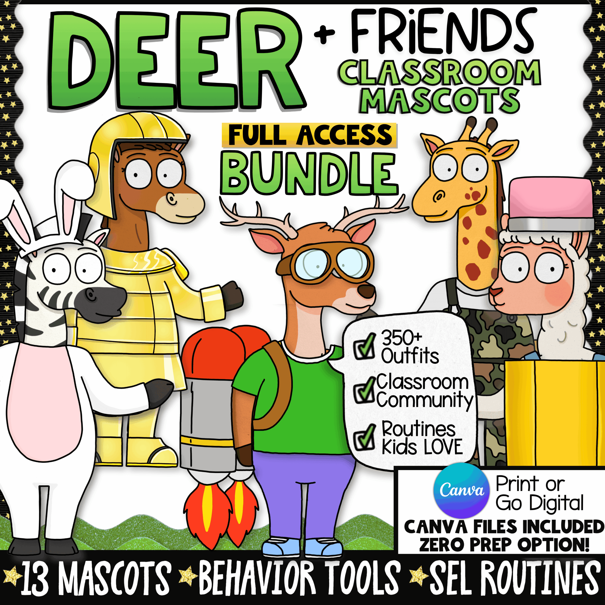 Classroom Goose Deer Unicorn Class Mascots Free SEL Behavior Routines