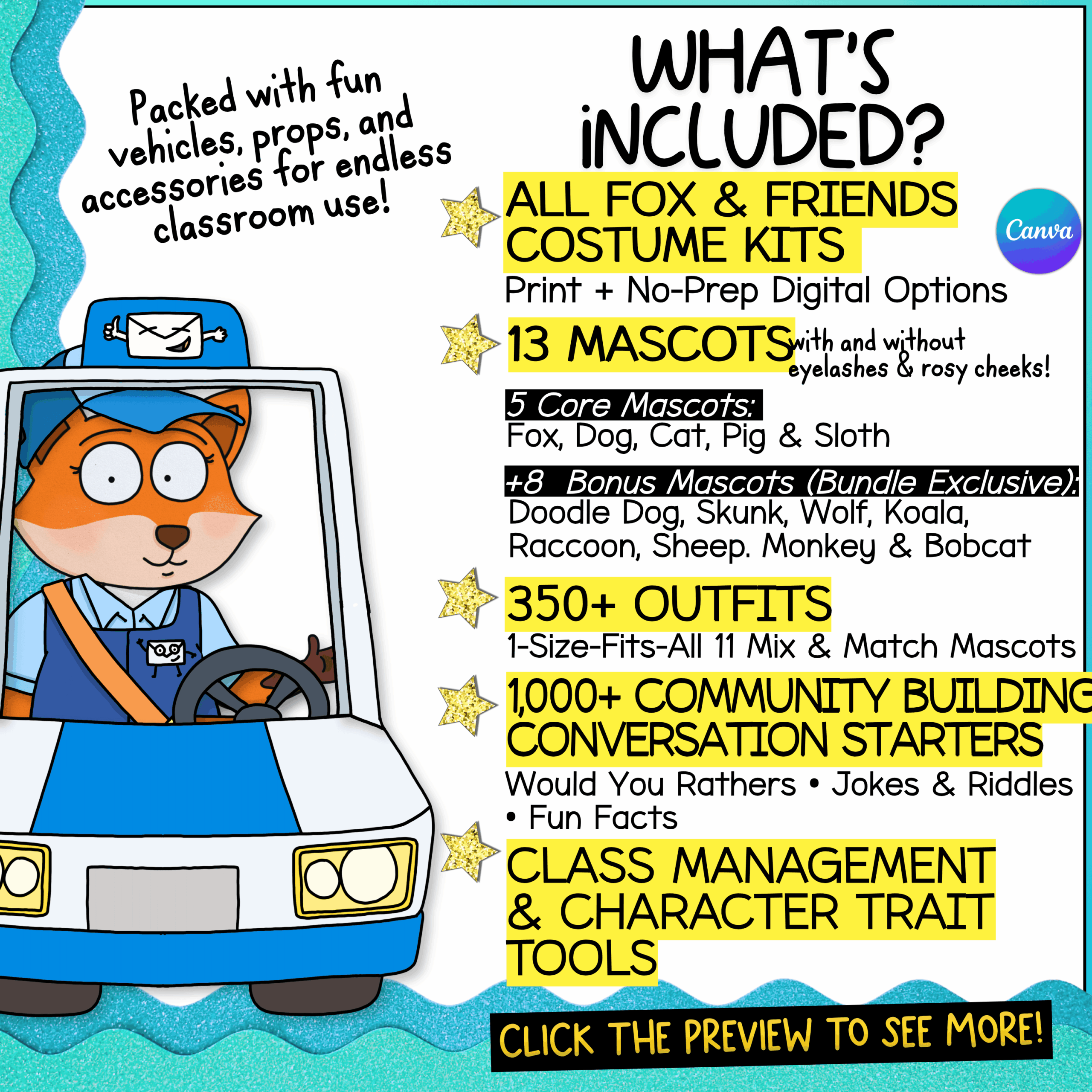 Critter Crew Classroom goose mascot with bulletin board props for SEL and behavior management