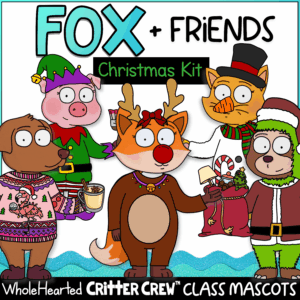 Goose and fox Christmas classroom mascot kit for elementary students