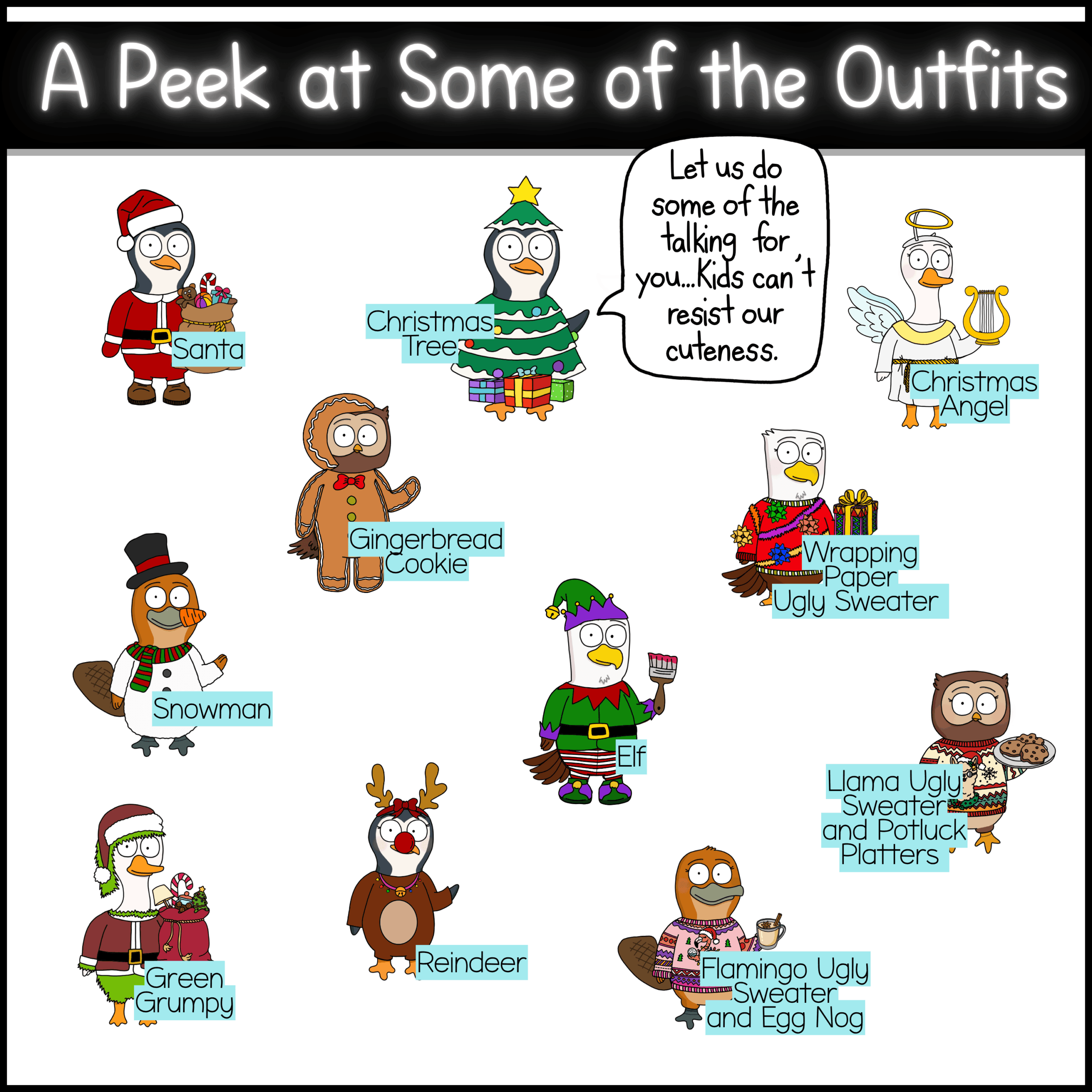 Christmas Goose Classroom Mascot Kit Goose and capybara SEL classroom mascot printable for Christmas activities