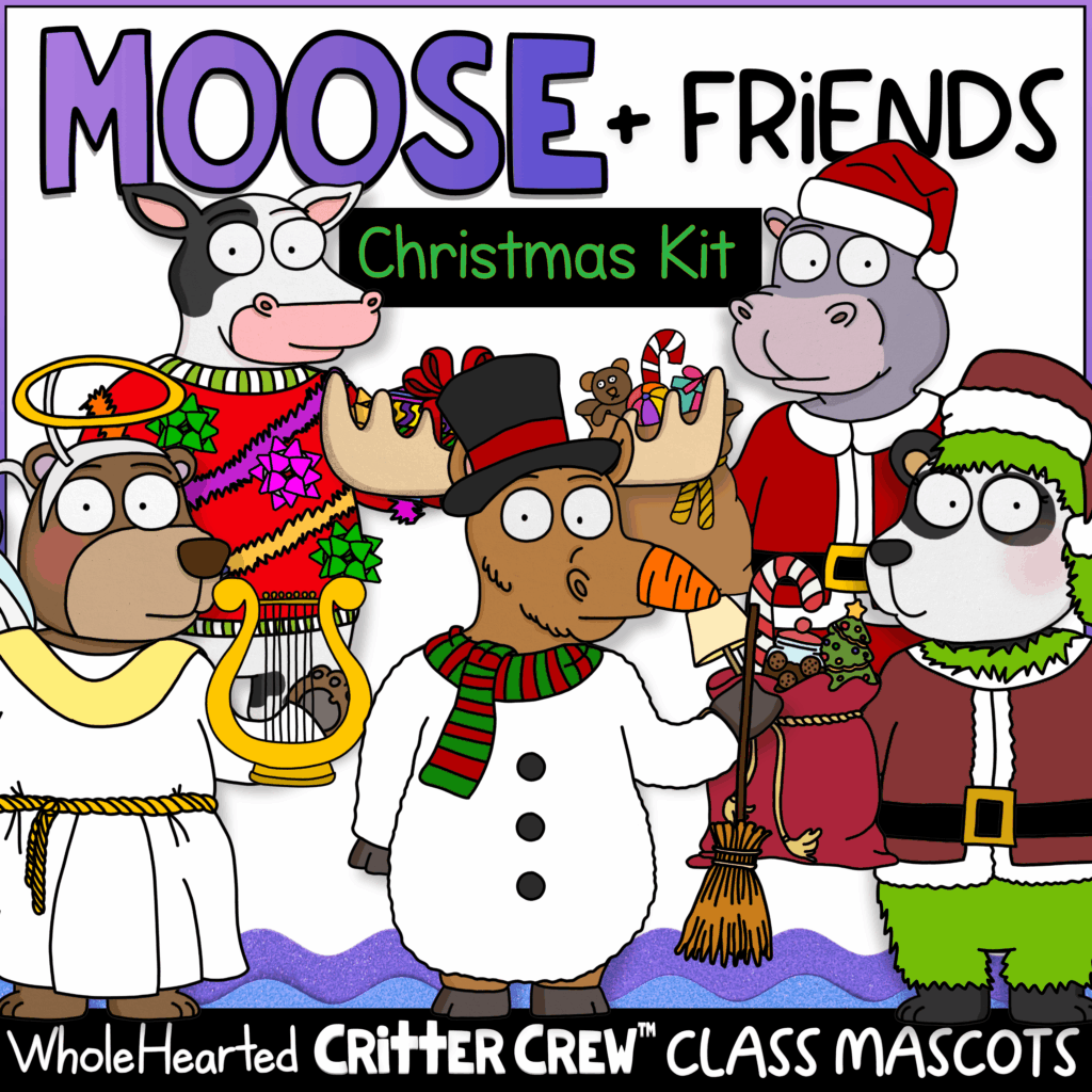 Goose and moose SEL classroom mascot printable for Christmas activities
