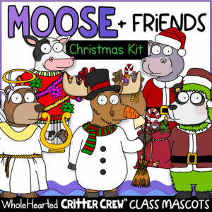 Goose and moose SEL classroom mascot printable for Christmas activities