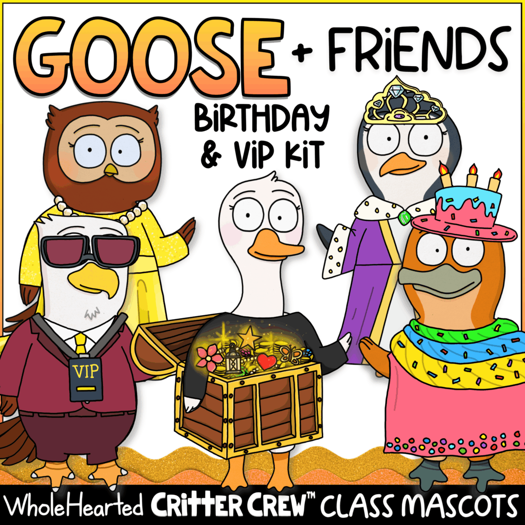 Classroom Goose Mascots Penguin Platypus, Owl Eagle Birthday and Star Student VIP kit