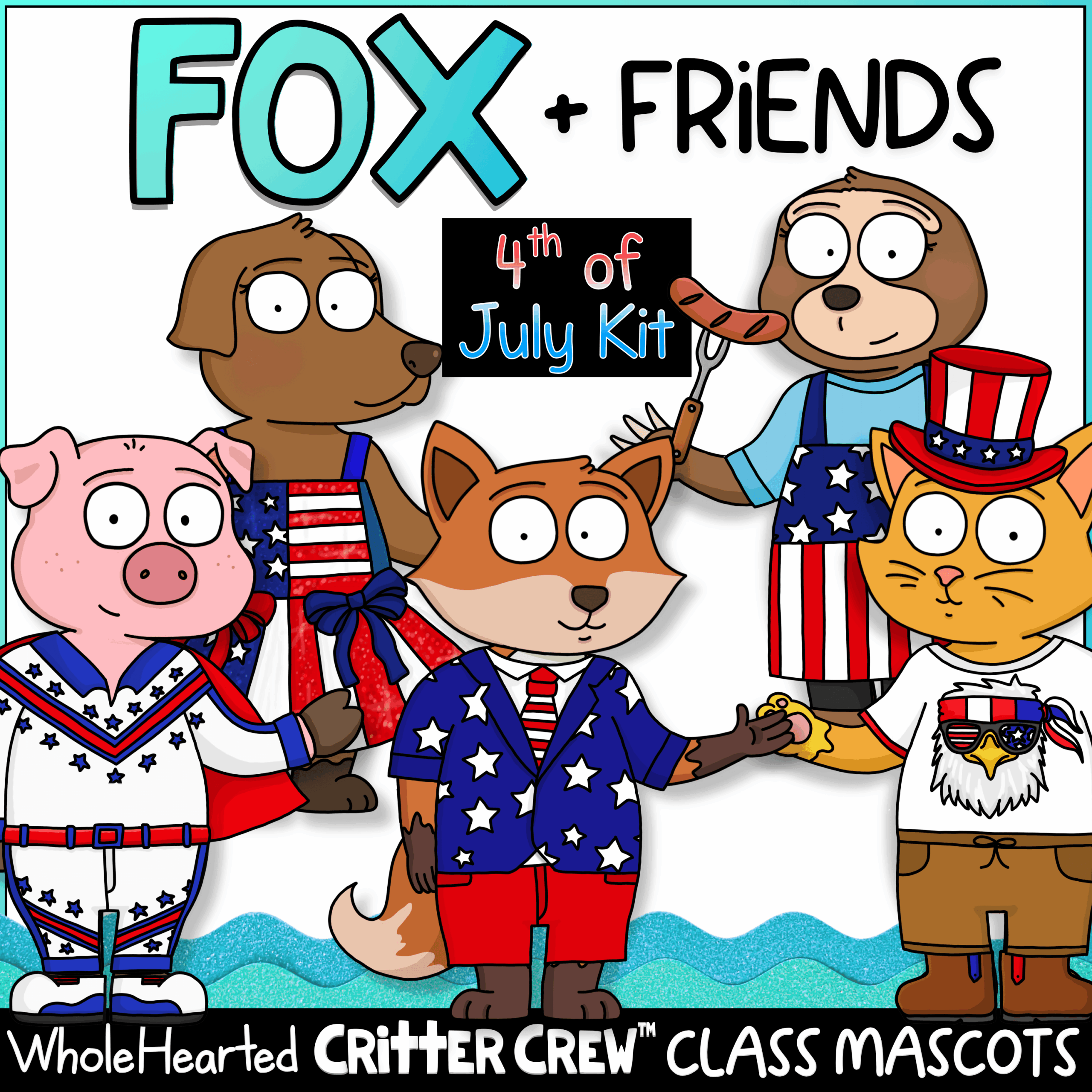 Porch Goose Mascot for SEL, Classroom Systems & Behavior Tools Independence Day Goose & Fox Classroom Mascot Kit