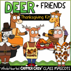 Goose and deer SEL classroom mascot printable for Thanksgiving activities