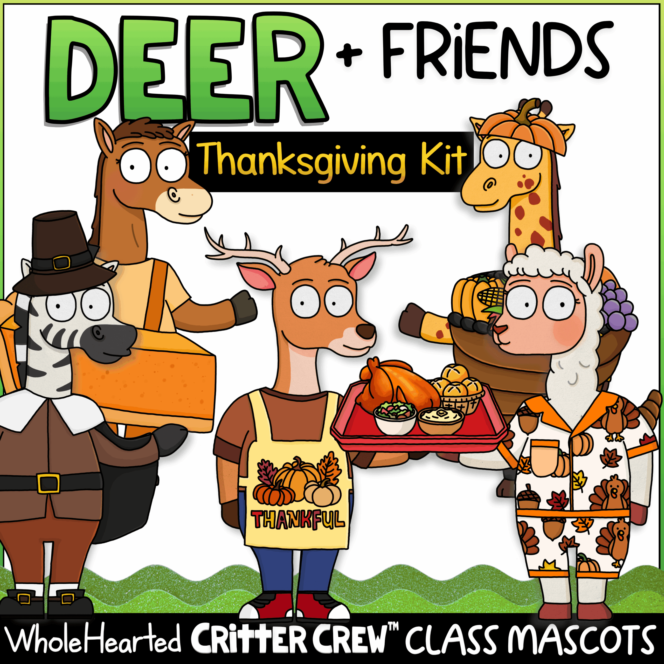 Thanksgiving Goose Classroom Mascot Kindness & Gratitude Kit Goose and deer SEL classroom mascot printable for Thanksgiving activities