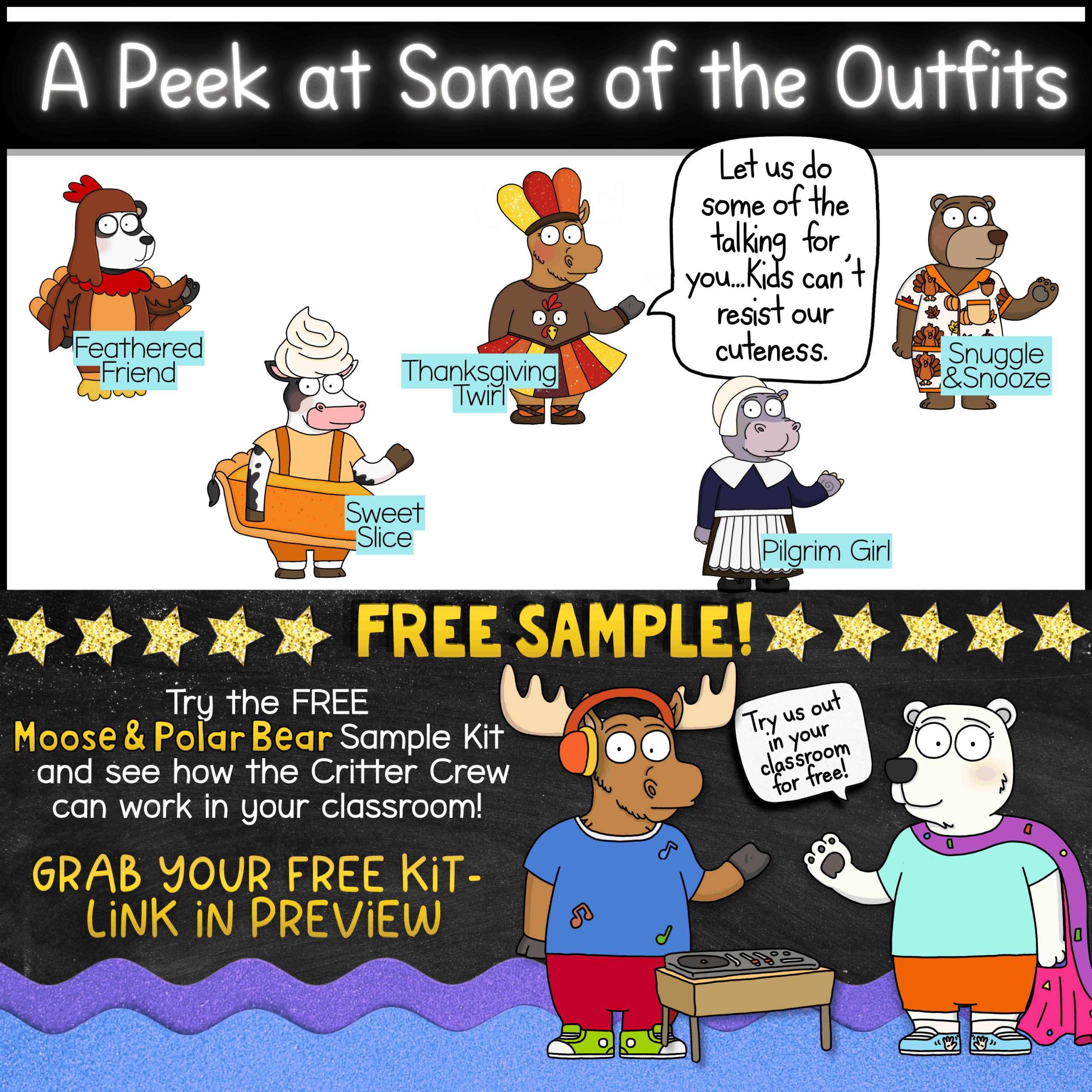 Thanksgiving Goose Classroom Mascot Morning Meeting Activities hanksgiving behavior support mascot kit with goose and moose characters
