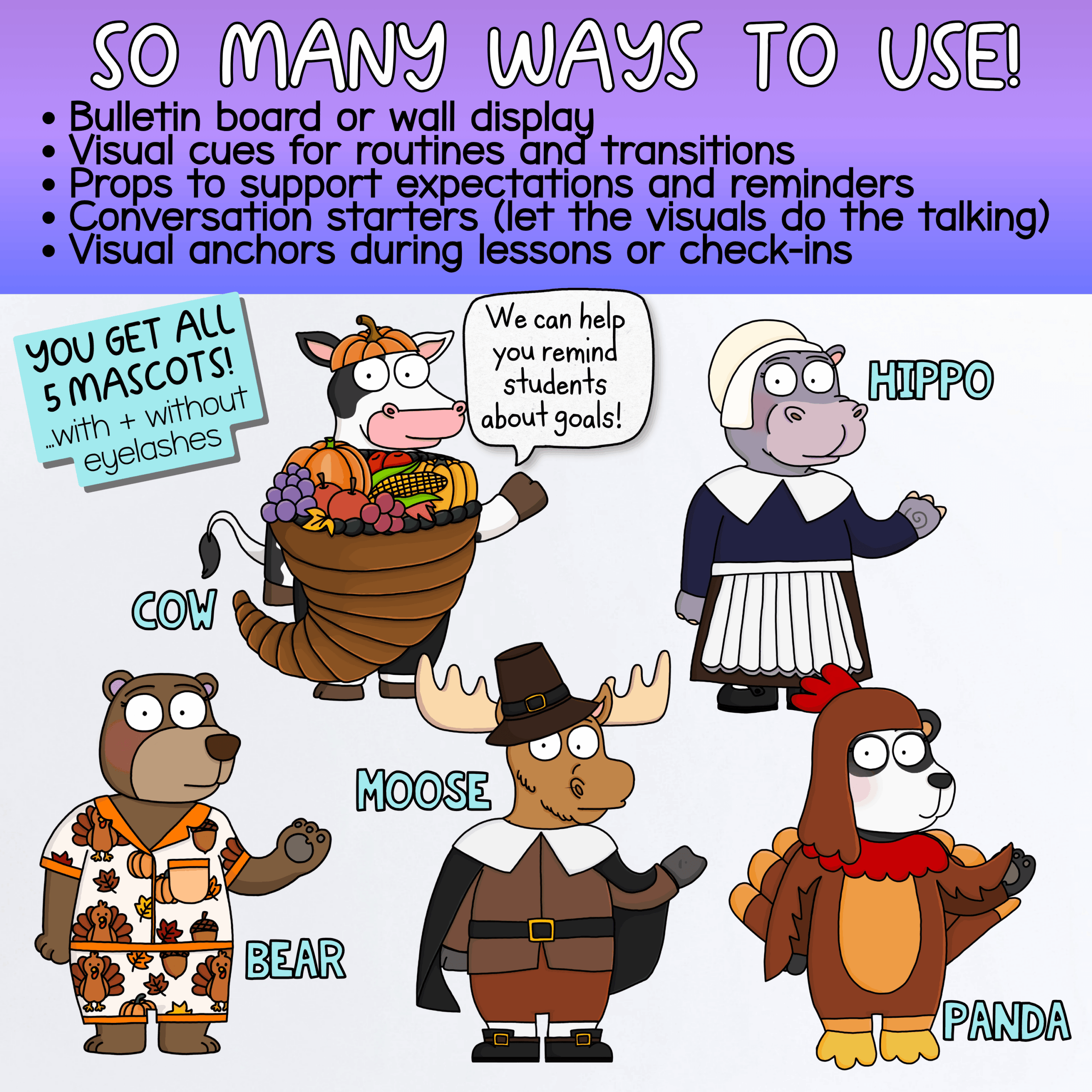 Thanksgiving Goose Classroom Mascot Positive Behavior Support Kit Goose and moose SEL classroom mascot printable for Thanksgiving activities