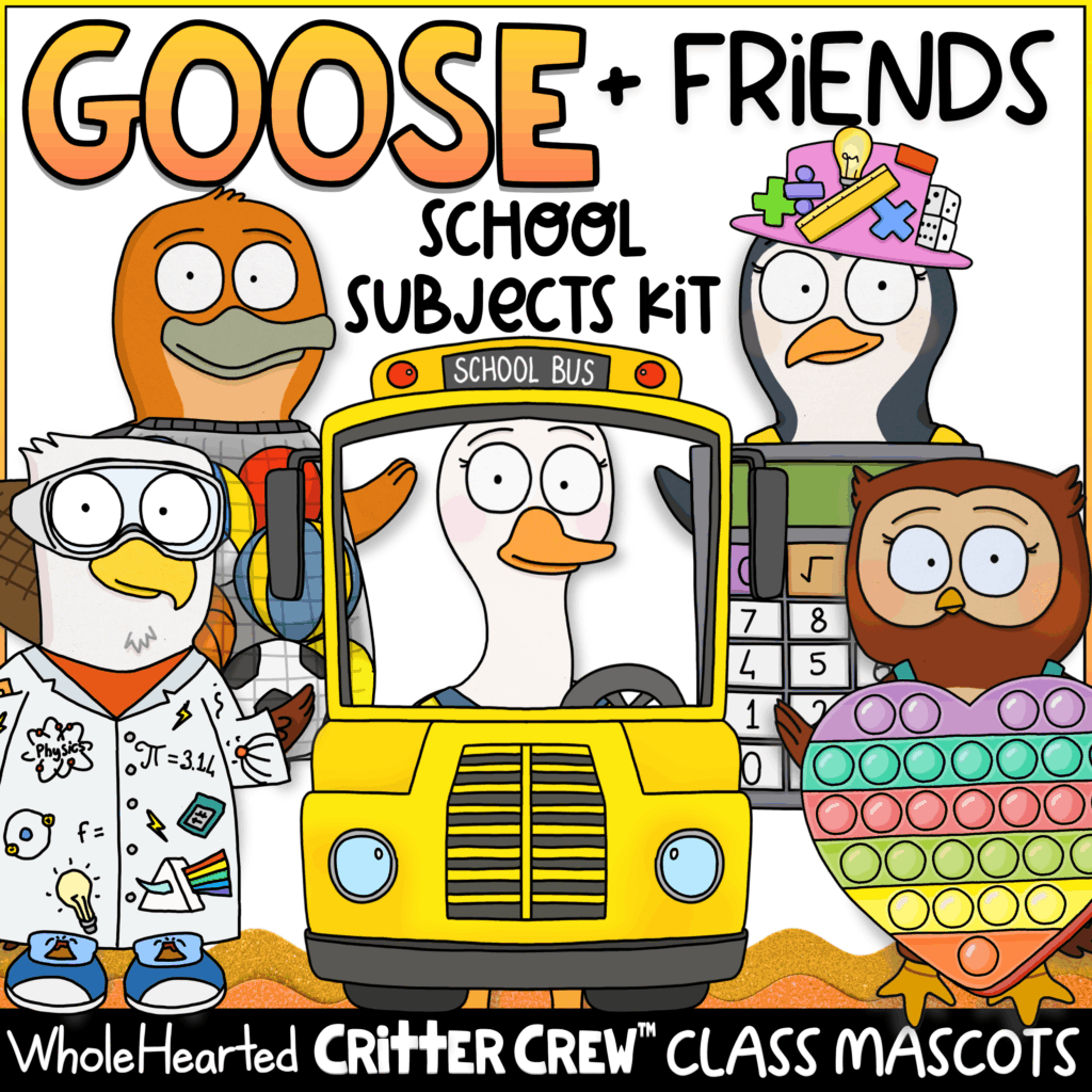 classroom goose school subjects schedule cards mascots